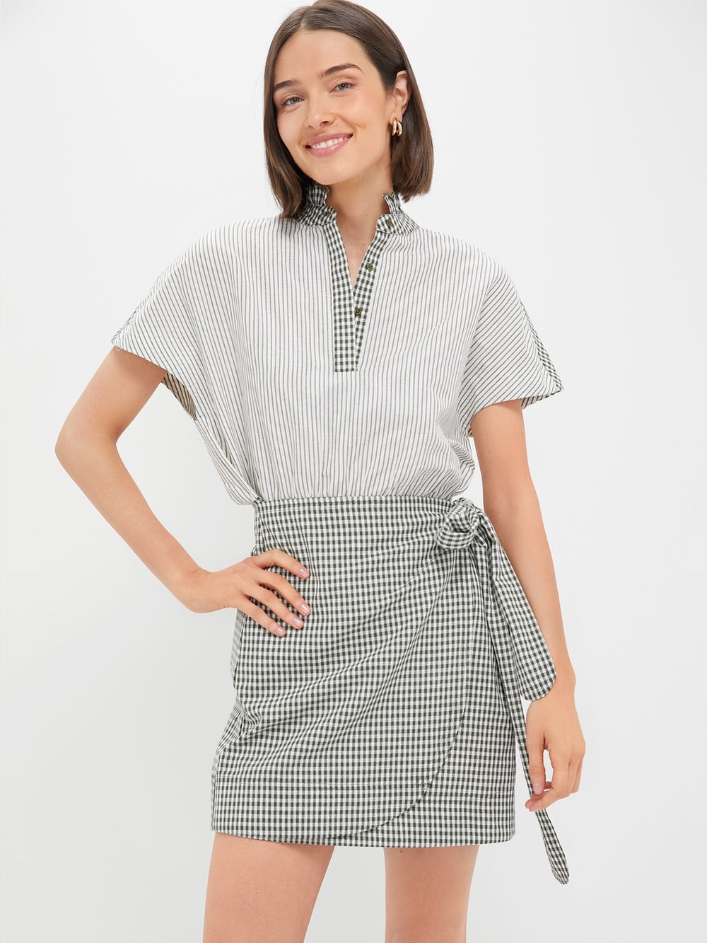 Pomander Place Frida Gingham Dress In Green Size XL